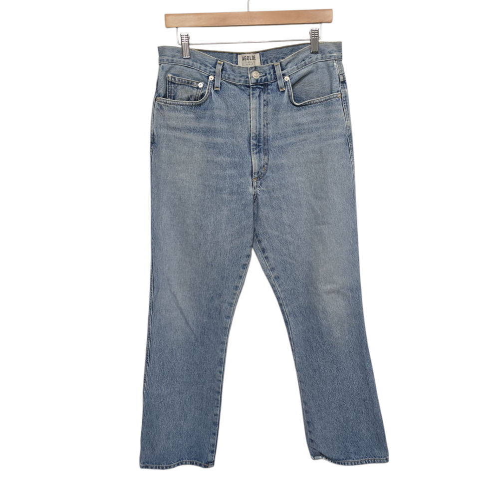 AGOLDE 90's High Rise Pinch Waist Straight Leg Jeans Size 31 Button Fly Light